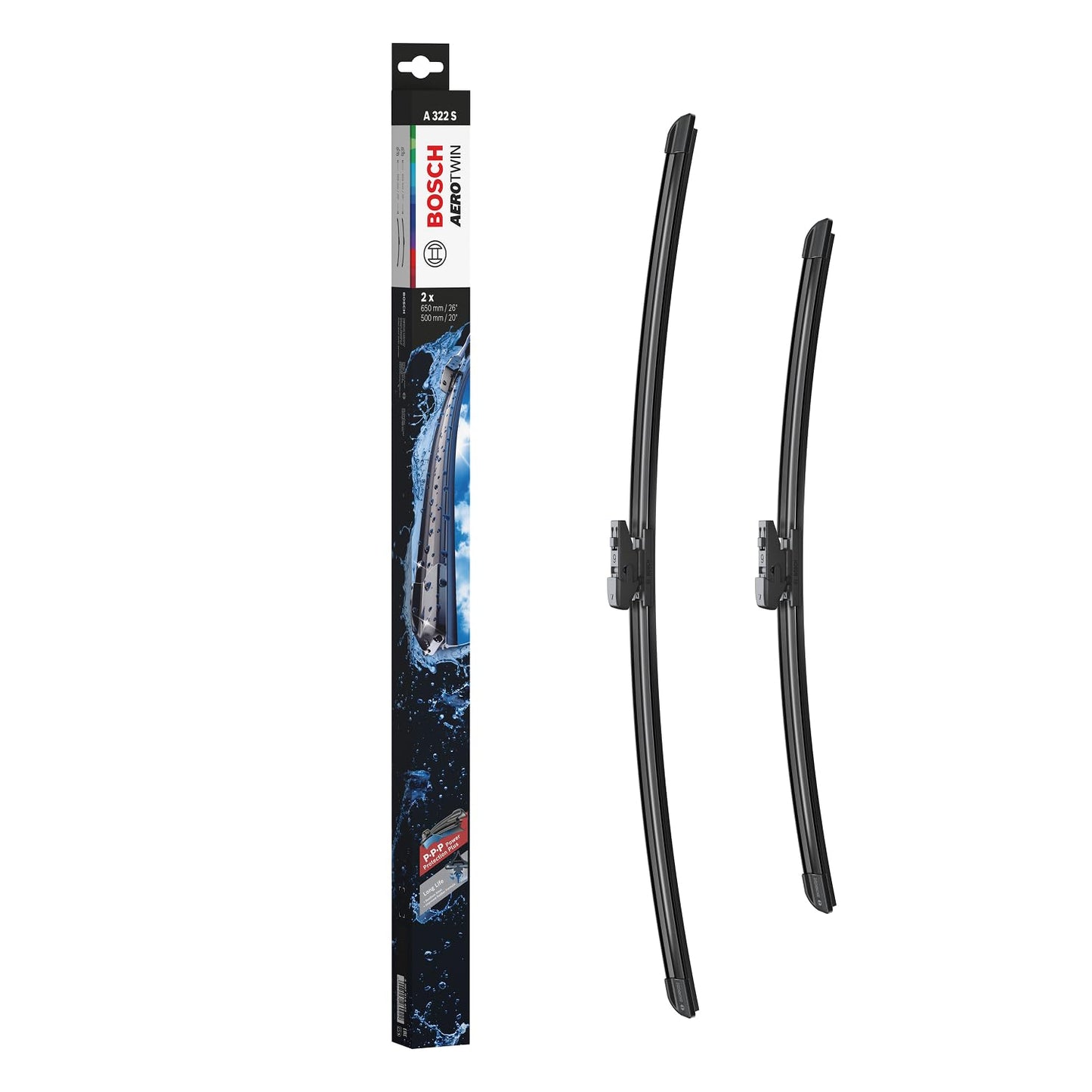 Priekšējā stikla slotiņas Bosch Aerotwin A322S, 650mm/500mm komplekts