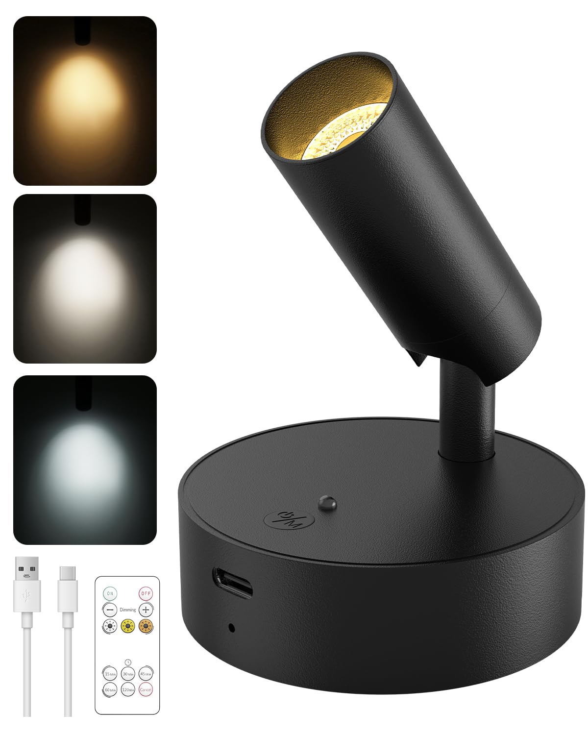 GOODEA bezvadu spotlight, uzlādējama sienas lampa iekštelpām, akumulators līdz 30 dienām