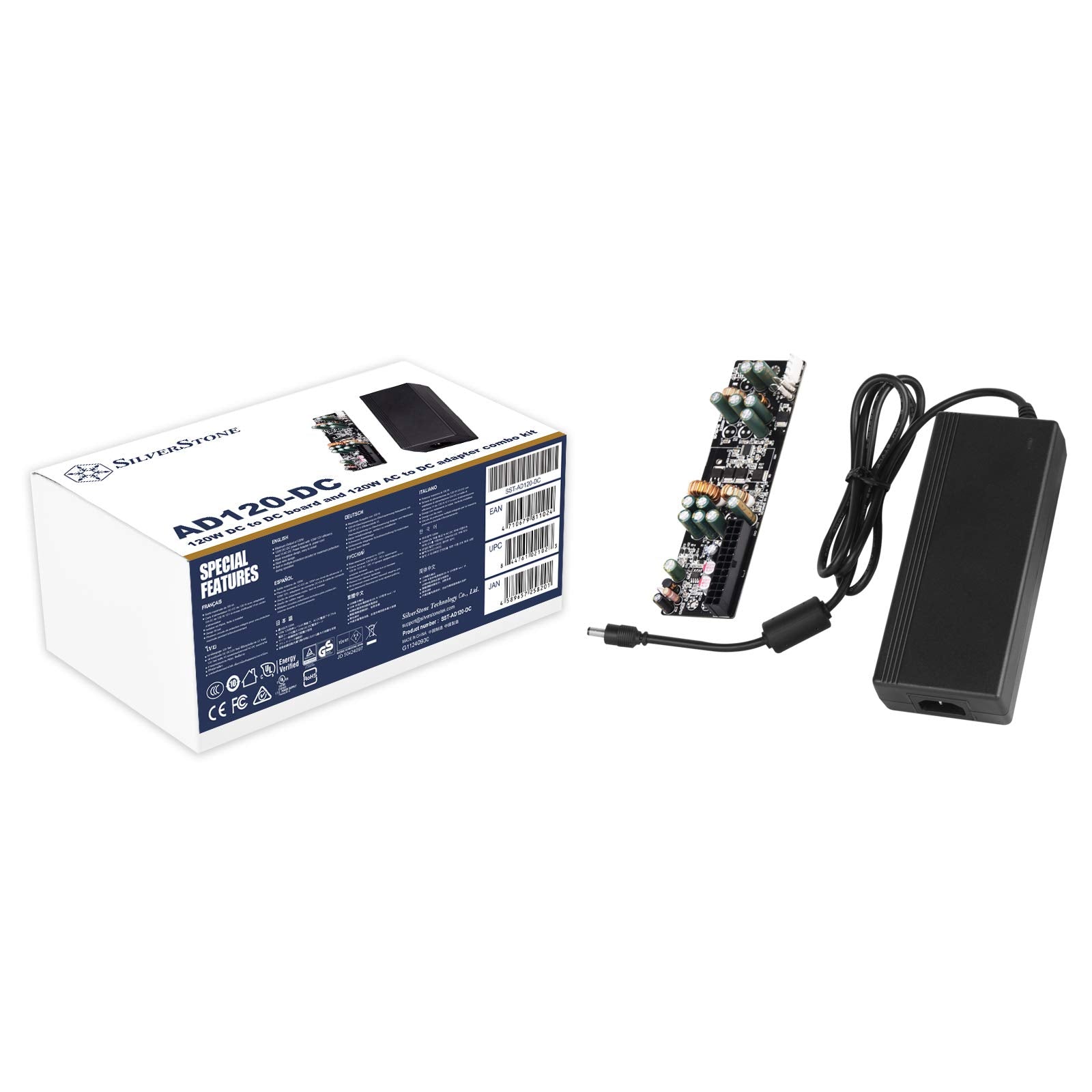 SilverStone Technology AD120-DC - 120W DC-DC power supply and AC-DC adapter for efficient power conversion.