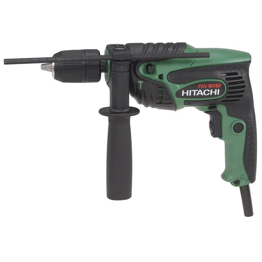 Hitachi FDV16VB2 550W elektriskā urbjmašīna ar vadu - jaudīga, kompakta, ar regulējamu ātrumu un ērtiem rokturiem.