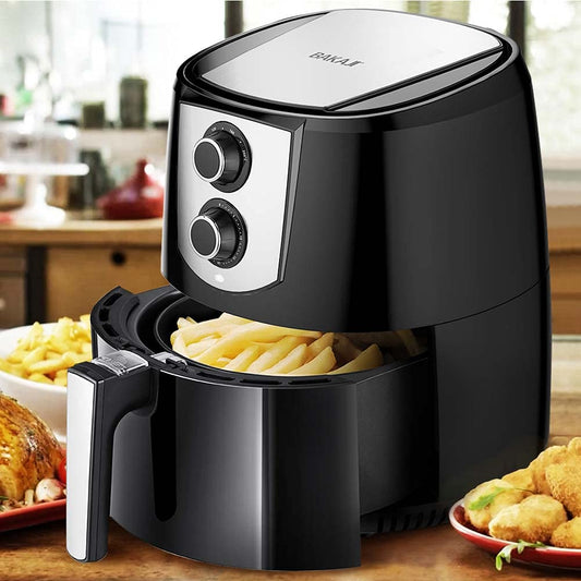 Bakaji Airfryer - 4.4L, 1400W, oil-free, 30-min timer, adjustable temp up to 200°C for healthy frying.
