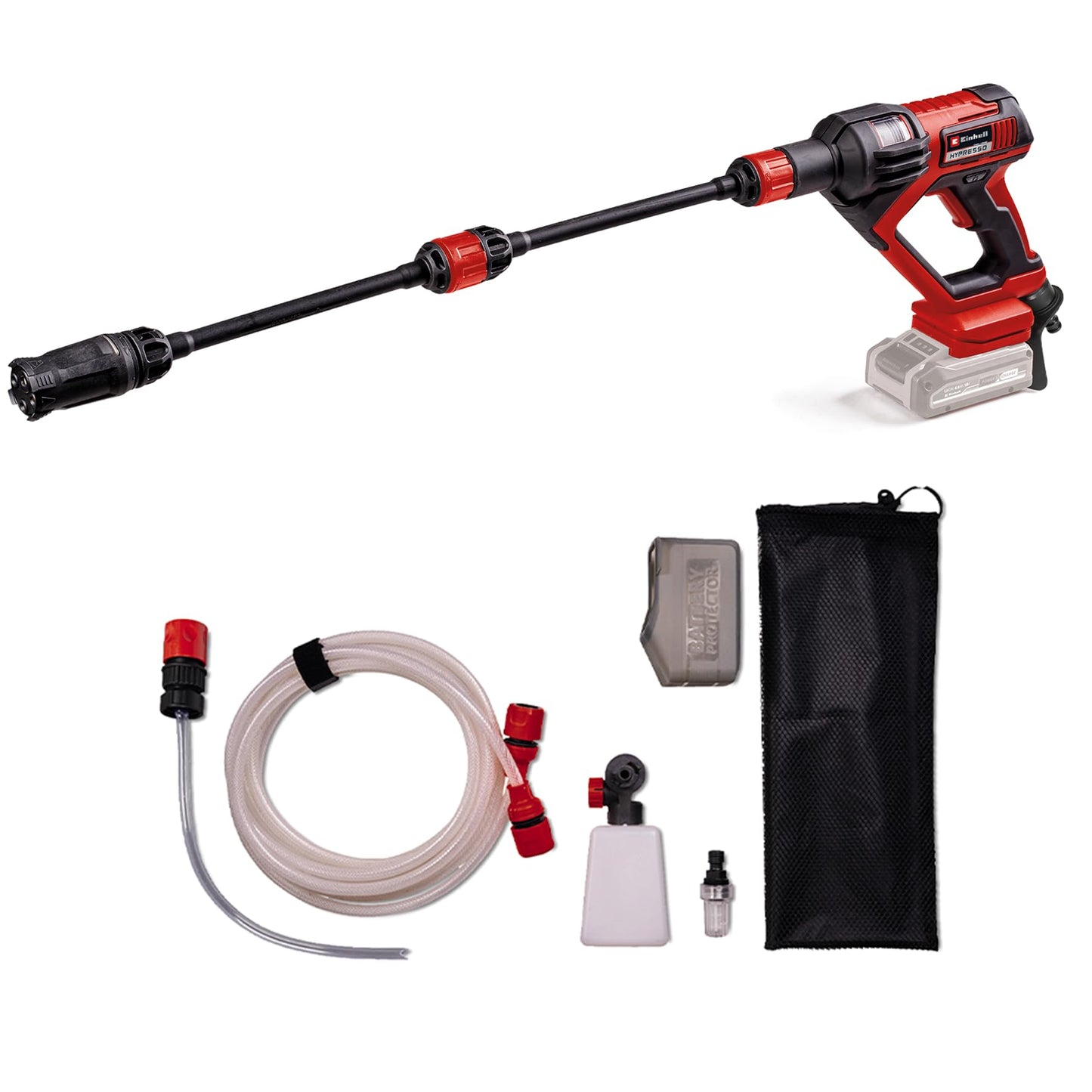 Akumulatora augstspiediena mazgāšanas pistole Einhell HYPRESSO 18/24-1 Power X-Change, 18 V, 24 bar, 240 L/h, ar piederumiem, bez akumulatora un lādētāja