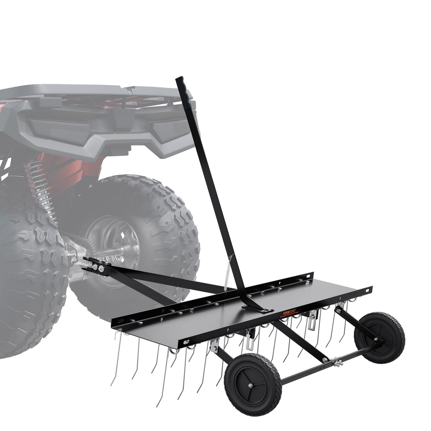 Rasenes skarifikators VEVOR, 1219 mm skarifikators ar 24 atsperu tērauda zariem, zāliena skarifikators ATV vai pļāvējam, zāliena grābeklis ar pacelšanas rokturi dārzam, saimniecībai, zālei