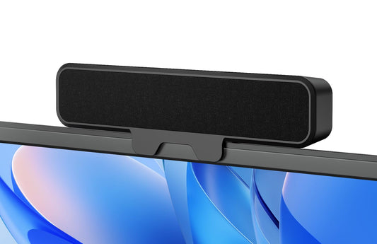 Datora skaļruņi Plyee galddatoram, stereo skaņas josla ar monitora skavu, dziļi basi, Type-C un USB-A