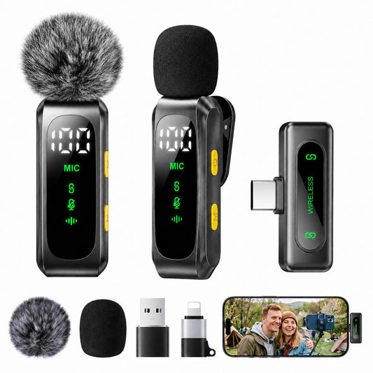 Mini mikrofons telefonam Handy-Mikrofon, iPhone Android un PC, plug & play, ar akumulatora indikatoru, trokšņu slāpēšana