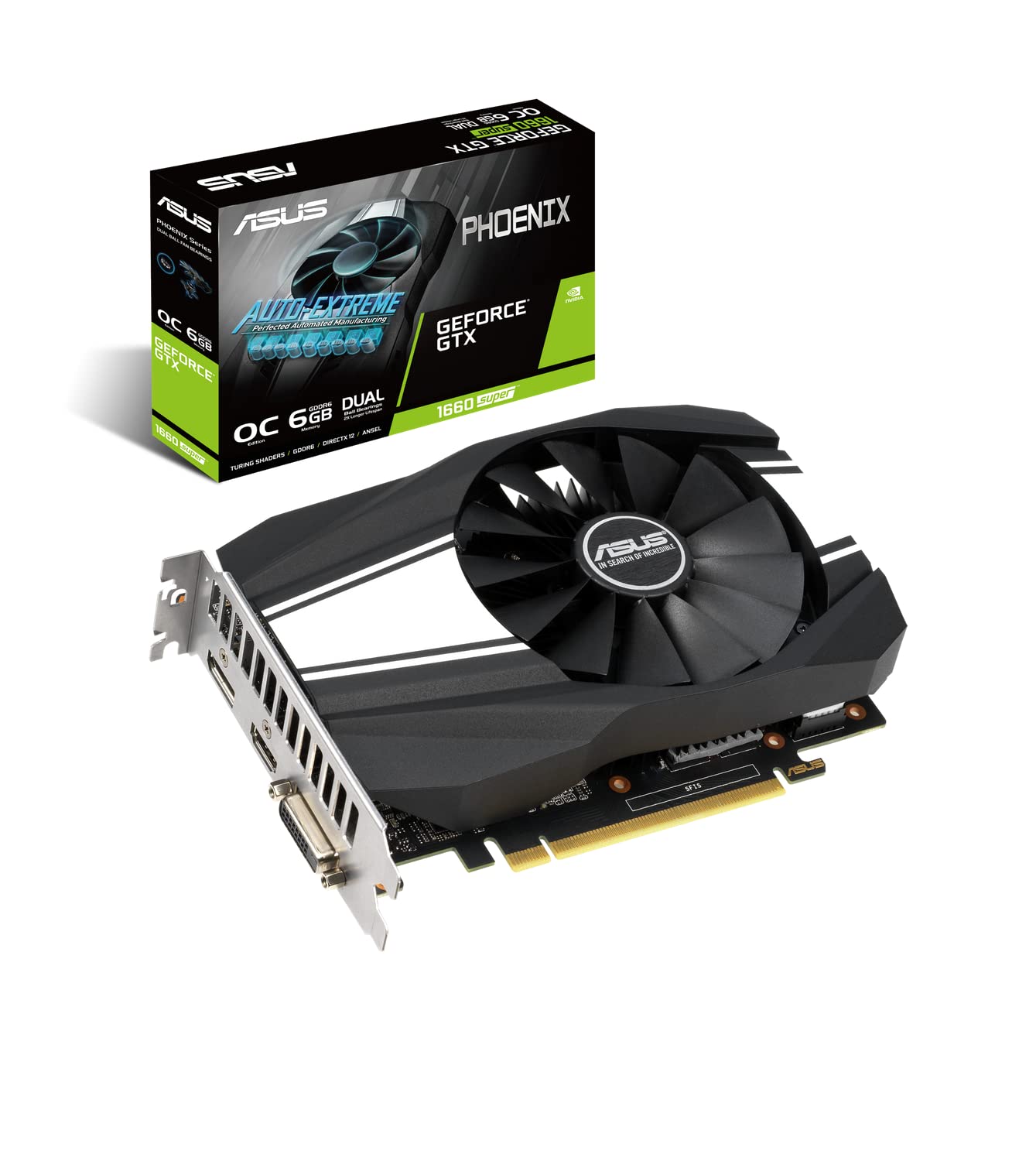 ASUS NVIDIA GeForce GTX 1660 Super Phoenix OC - 6GB DDR6, HDMI, DVI, DisplayPort, PCIe 3.0, IP5X cooling design