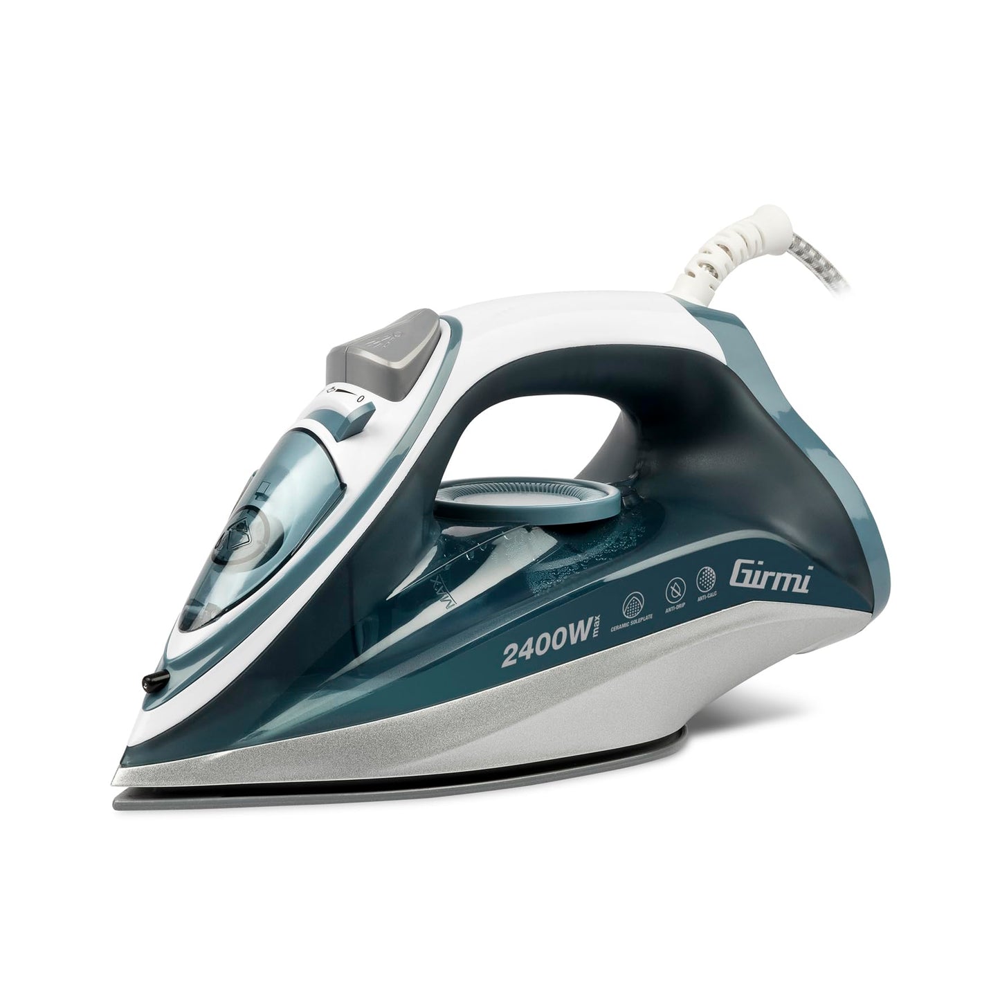 Girmi ST51 tvaika gludeklis - 2400 W jauda, keramikas plāksne, ergonomisks rokturis, 250 ml ietilpība, pretkaļķu funkcija.