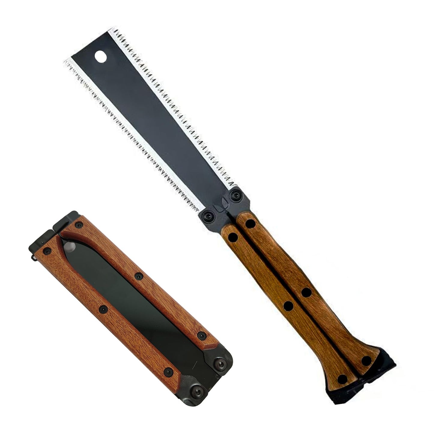 Salokāms japāņu zāģis HAISHANG, 16cm rokas zāģis no SK5 oglekļa tērauda ar divpusējiem zobiem 13/14 TPI un trīskārši slīpētiem zobiem