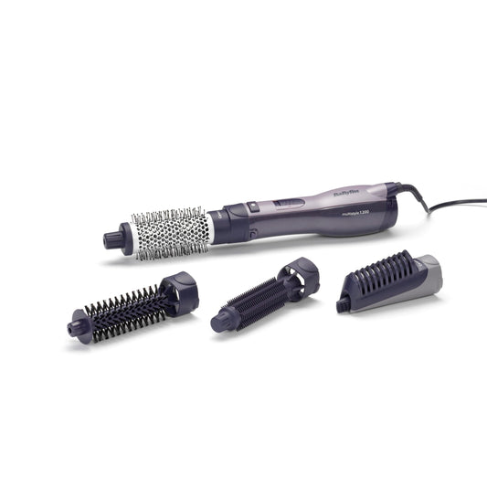 BaByliss Multistyle 1200W Siltā gaisa suka – Anti-Frizz jonu tehnoloģija, keramikas pārklājums, 4 uzgaļi, daudzfunkcionāla fēnu suka, melna, AS121E
