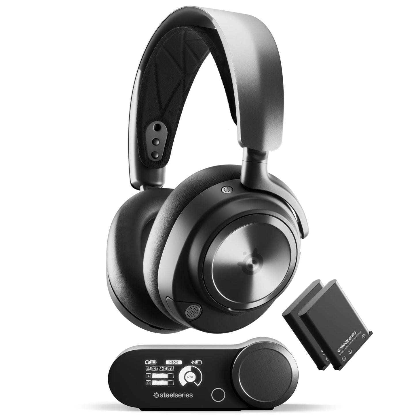 SteelSeries Arctis Nova Pro Wireless Xbox austiņas, bezvadu gaming austiņas, neierobežots akumulatora darbības laiks, 2 akumulatoru sistēma, Active Noise Cancellation, ClearCast Gen2 mikrofons, Xbox, PC un citām ierīcēm, melnas