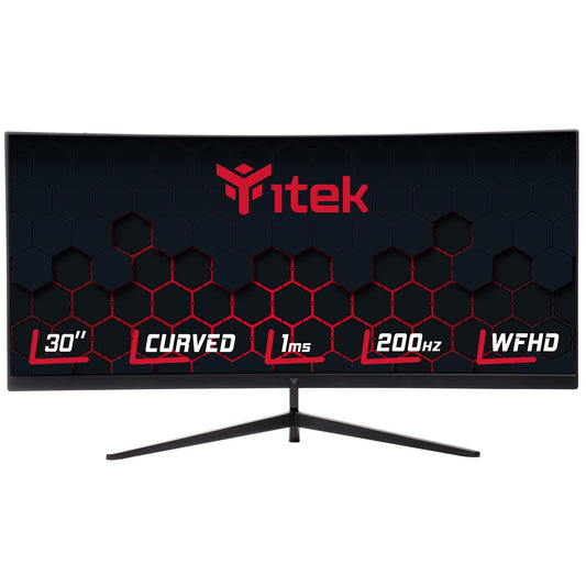 iTek GGC Monitor - 30" R1800 Curved, WFHD 2560x1080, 200Hz, 1ms MPRT, 3xHDMI, DP, HDR Ready, Adapt Sync, Black