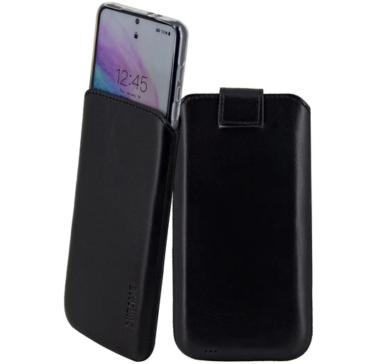 Ādas telefona maciņš Suncase ECHT Ledertasche Leder Etui iPhone 17 Pro Max, īstas ādas maciņš, melns