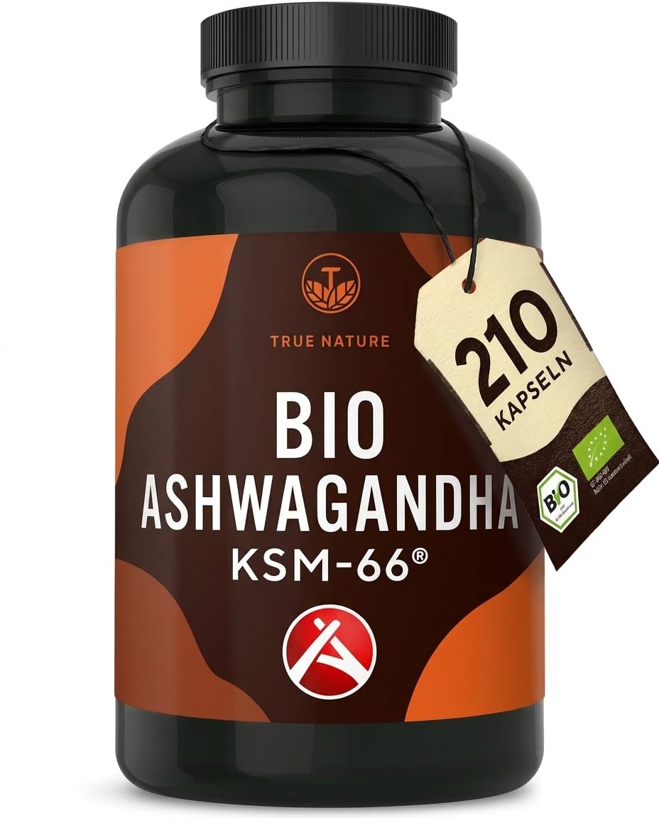 Bioloģiska ašvaganda TRUE NATURE KSM-66, 210 kapsulas, 600mg dienas devā