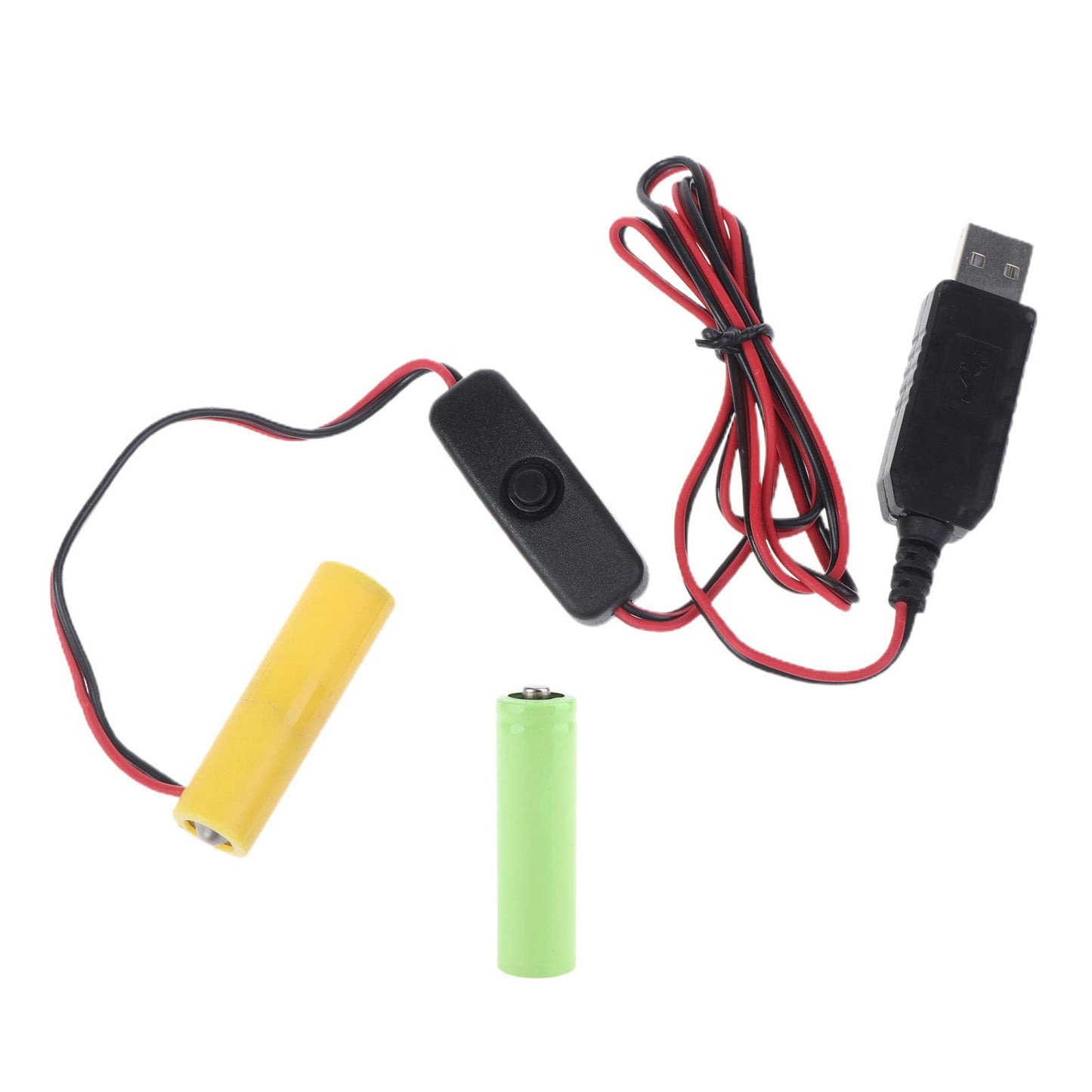 WLNEXT USB uz 3 V (2 x 1,5 V) LR6 AA bateriju kabelis ar ieslēgšanas/izslēgšanas slēdzi tālvadības pultij, radio, LED apgaismojumam