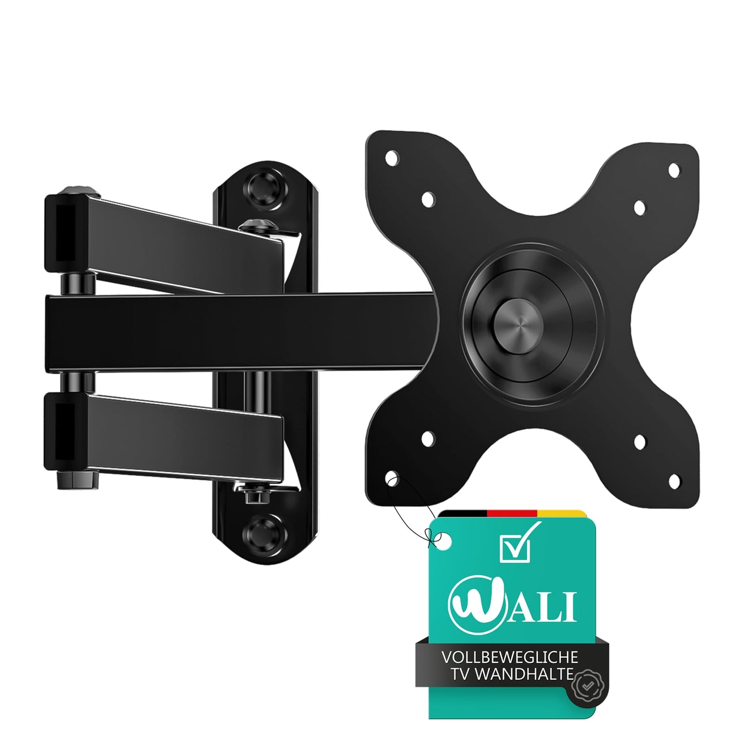 WALI TV un monitoru sienas stiprinājums, grozāms, noliecams un rotējams, 13-32 Zoll LED/LCD/OLED televizoriem un monitoriem, līdz 15kg, VESA 75x75-100x100mm (1330LM), melns