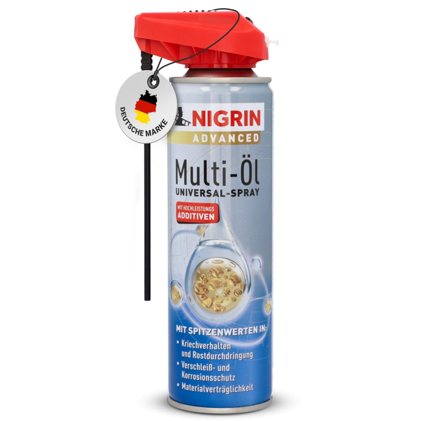 Multifunkcionālā eļļa NIGRIN Advanced Multi-Öl, smērviela, caurlaidīga eļļa, aizsardzība pret nodilumu un koroziju, plastmasas un metāla tīrīšana, 250 ml