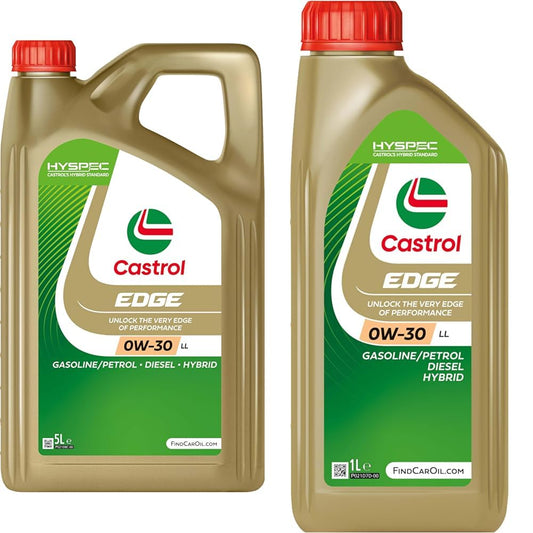 Komplektā | Castrol EDGE 0W-30 LL Longlife motoreļļa, 5L + 1L