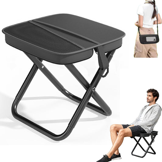 Saliekams kempinga taburete OTTOOPPXIN, 26 cm, mini saliekams krēsls, melns