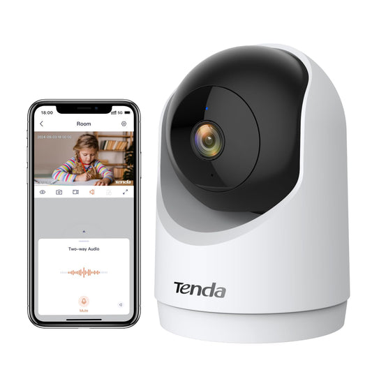 Tenda uzraudzības kamera iekšējā 2K CP3 V3.0, 360 grādu WLAN kamera ar divvirzienu audio, FHD 3MP, nakts redzamība, kustības noteikšana, trauksmes un paziņojumi, bērnu/mājdzīvnieku uzraudzības kamera iekšienē.