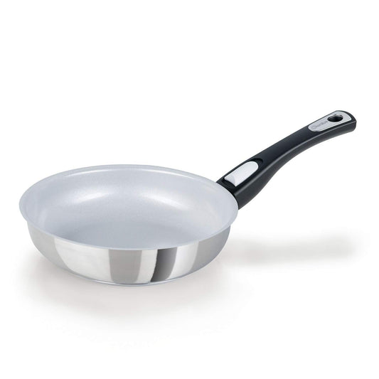 Genius Cerafit Steel cepamā panna 20cm - keramikas panna ar nelīpošu pārklājumu, noņemamu rokturi, indukcijas saderīga.