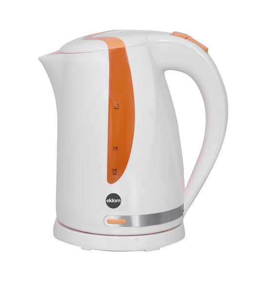 ELDOM SUNNY C230 - 2000W wireless electric kettle, 1.7L capacity, sleek white design.