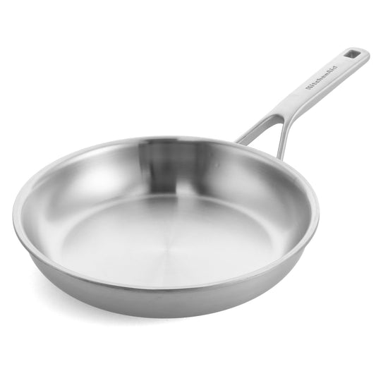 KitchenAid MultiPly 3PLY PFAS-free 20 cm stainless steel pan - triple-layer, induction-compatible, oven-safe to 220°C, dishwasher-safe, silver
