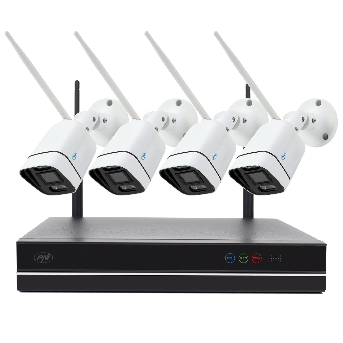 9. PNI House WiFi660 NVR 8 kanālu video uzraudzības komplekts un 4 bezvadu āra kameras 3MP, P2P, IP66