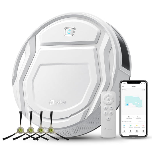 LEFANT tīrīšanas robots - 2200Pa putekļsūcējs, Wi-Fi, pašuzlādējošs, ideāli piemērots dzīvnieku spalvām un paklājiem.