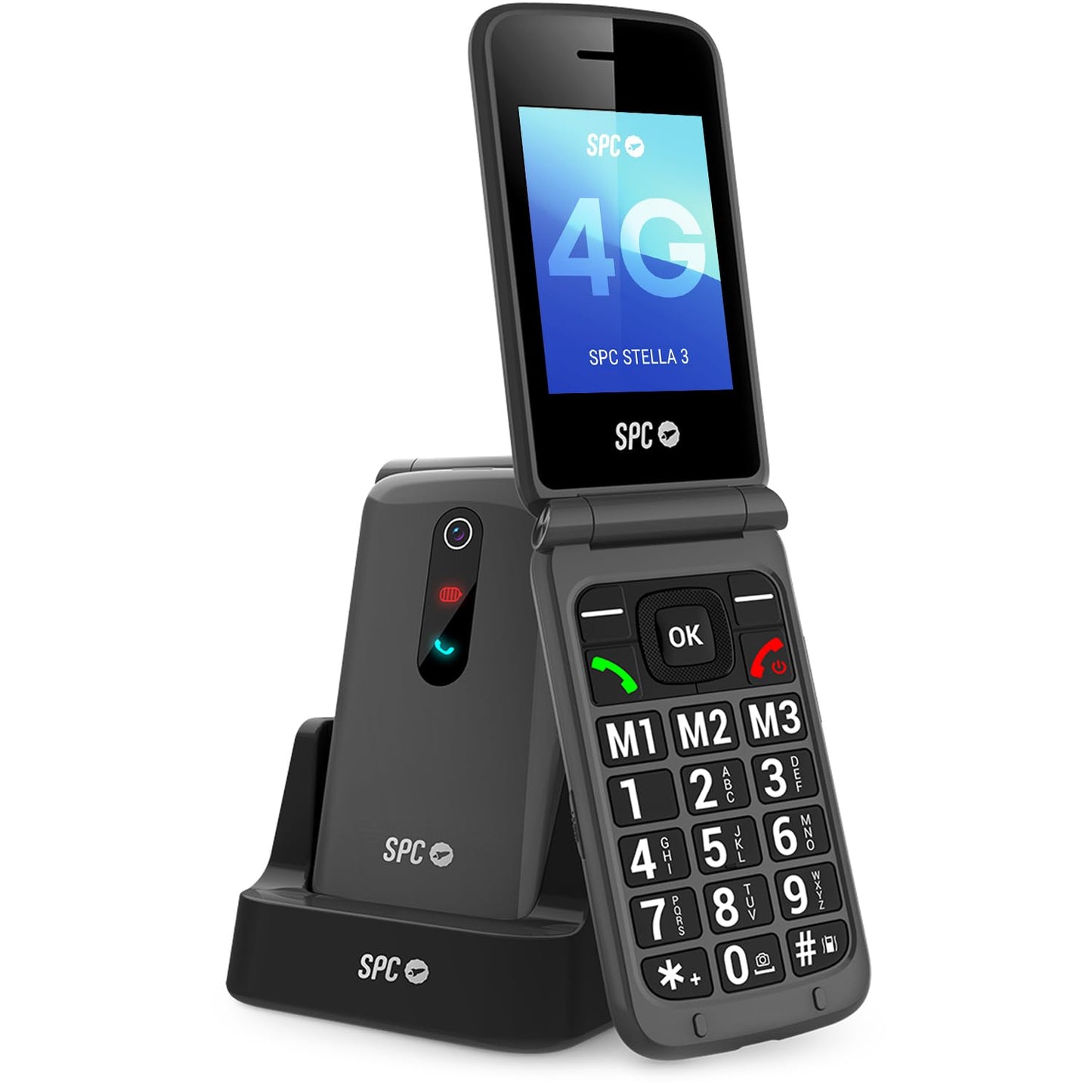 Senioru telefons SPC Stella 3, 4G, lielas pogas, melns