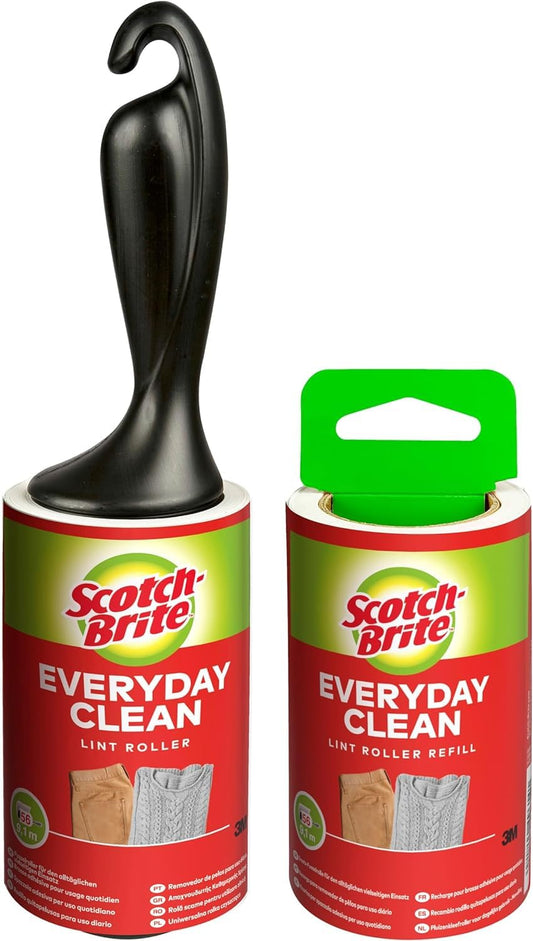 Scotch-Brite Everyday Clean putekļu ruļļi + Everyday Clean rezerves putekļu rullis, katrā 56 lapas, 2 iepakojumā
