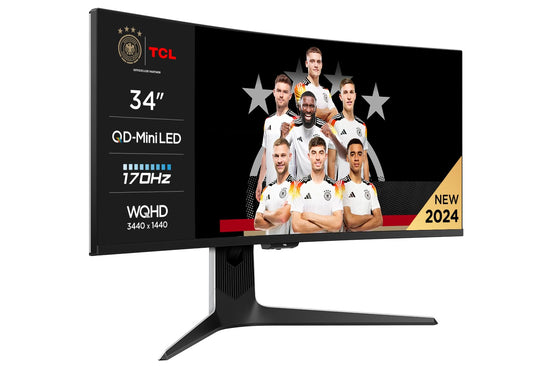 TCL 34R83Q - MiniLED monitor with 1100 zones, WQHD resolution, and 170 Hz refresh rate for stunning visuals.