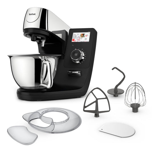 Tefal I-Coach Touch virtuves iekārta, 1200 W, 21 automātiskā programma, ieskaitot cepšanas piederumus un lietotni, intuitīva apmācība, personalizēta pieredze, skārienekrāns, melns/sudrabs, QB950D37