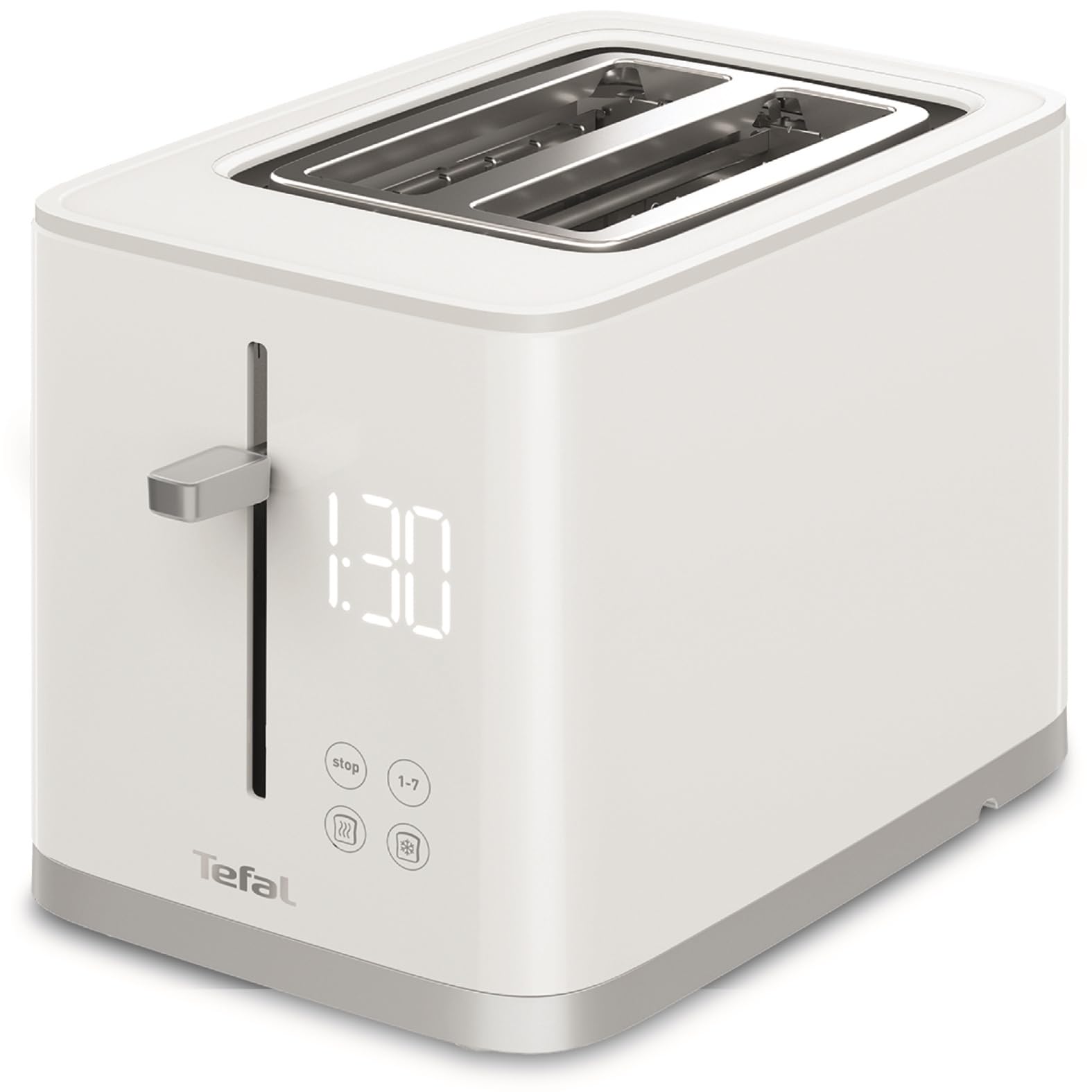 Tefal TT6931 Sense tosteris | 7 brūnināšanas līmeņi | Digitālais displejs | Atpakaļskaitīšana | Uzkarsēšana/atsaldēšana | Drupu atvilktne | Apturēšanas poga | Balts