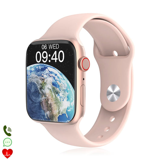 DAM W29 MAX - 2.1" always-on display, 24-hour heart rate monitor, O2 tracking, app notifications, pink, compact size.