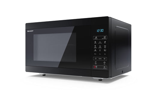 SHARP MS51EB mikroviļņu krāsns (mikroviļņu krāsns: 900W, 5 jaudas līmeņi, atkausēšanas funkcija, izmēri: 513x306x394cm), melna