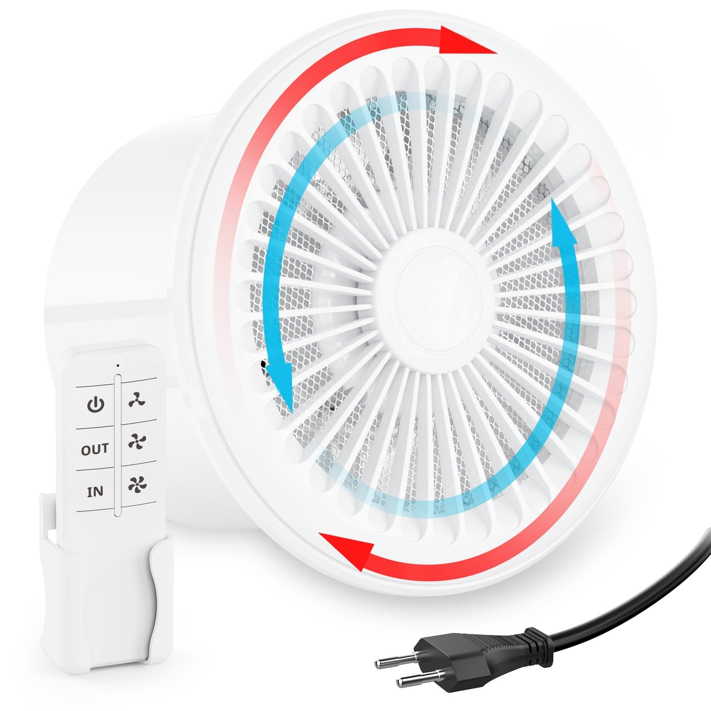 HG Power 150mm izplūdes ventilators ar 2 virzieniem, vannas istabas ventilators ar tālvadības pulti, 3 ātrumi, kluss ventilators ar atmiņas funkciju vannas istabai, virtuvei, tualetei, garāžai, pagrabam, izplūdei un pieplūdei