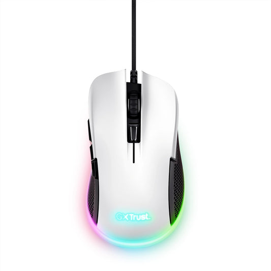 Trust Gaming GXT 922W Ybar - 68% recycled material, RGB LED, 6 programmable buttons, 200-7200 DPI, 2.1m USB cable, white