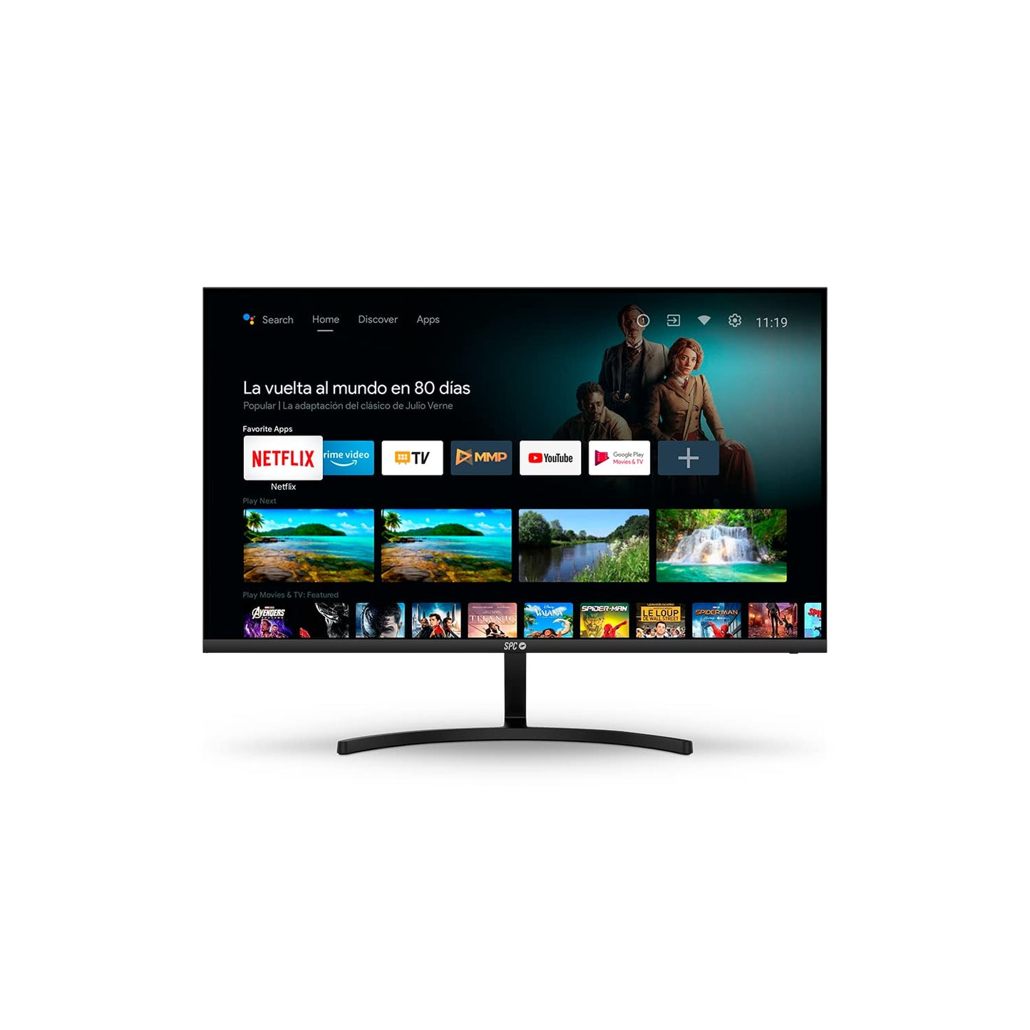 SPC Smart Monitor 24 - 24" Full-HD, integrated speakers, mobile connectivity, ultra-slim design, remote control, streaming access.