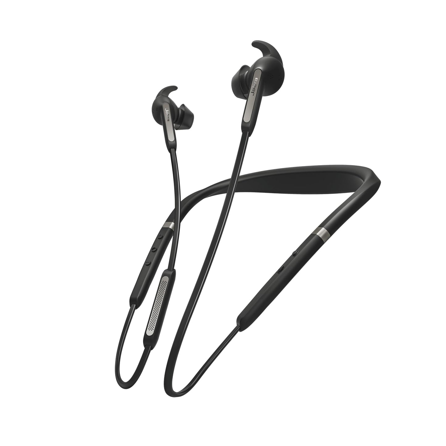 Jabra Elite 65e - Aktīvās trokšņu slāpēšanas Bluetooth austiņas ar vibrācijas trauksmi, titāna melnā krāsā.