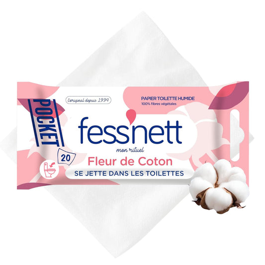 Mitrās tualetes salvetes Fess'Nett Pocket Fleur de Coton, 20 gab., 1 iepakojums
