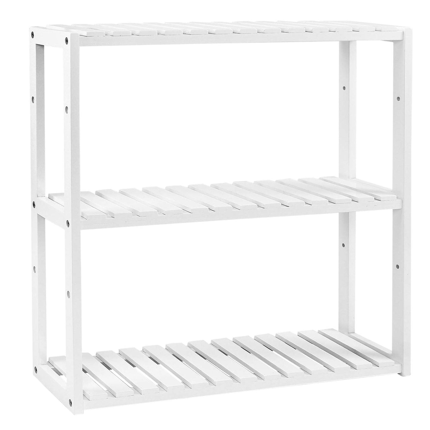 SONGMICS bambusa vannas plaukts, vannasistabas plaukts, 3 regulējami plaukti, stiprināms pie sienas vai brīvi stāvošs, 60 x 15 x 54 cm, balts BCB13W
