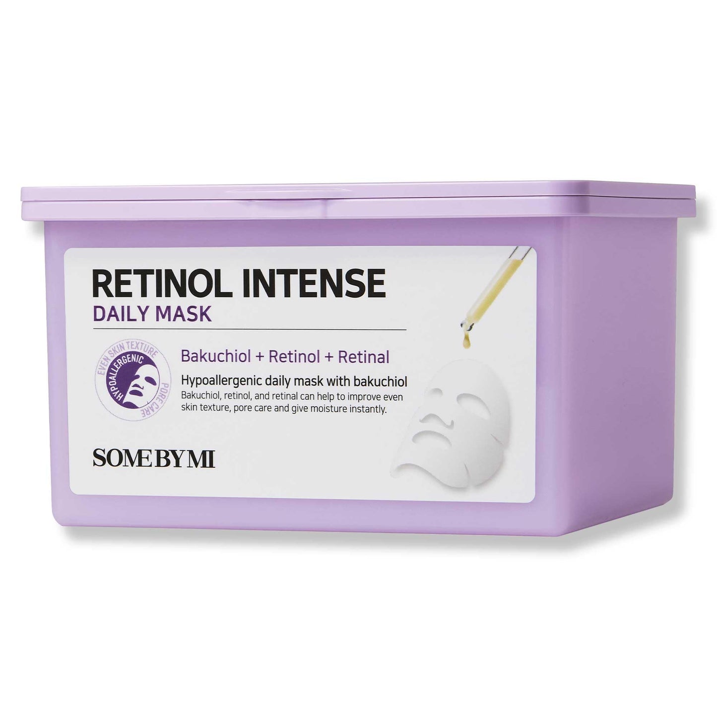 Sejas maska SOME BY MI Retinol Intense Daily Mask, 30 gab. – vegāniska retinola maska ikdienas lietošanai – uzlabo ādas tekstūru un elastību – korejiešu ādas kopšana