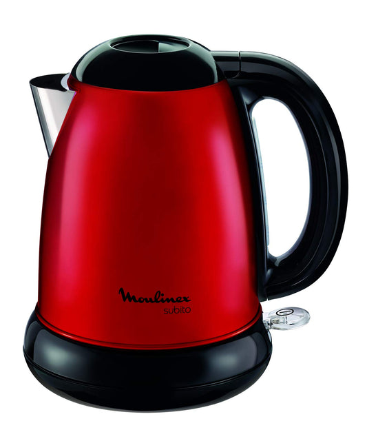 Moulinex Subito BY540510 Red Kettle - Stainless steel, fast boiling, 1.7L capacity, ergonomic handle.
