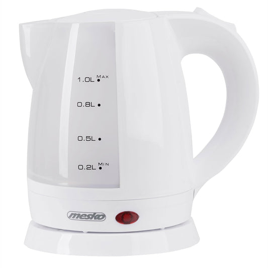 Mesko MS1276 Elektriskā tējkanna - 1L, bezvadu, BPA nesaturoša, automātiska izslēgšanās, 360º pamatne, balta, 1600W