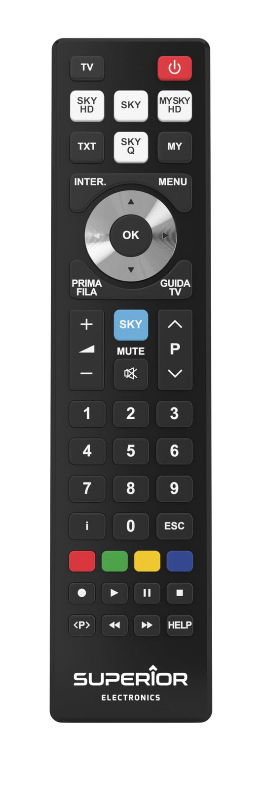 Augstākās elektronikas universālais aizvietotājs Sky/Sky HD/My Sky/Sky Q (Itālija/Austrija) Gatavs lietošanai, melns, SUPTRB027