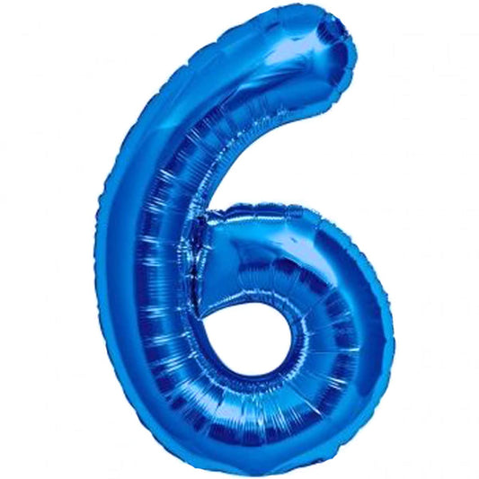 6. dzimšanas dienas folija balons ar ciparu 6, zils, XXL, 100 cm, dzimšanas dienas dekors zēnam, peld ar hēliju