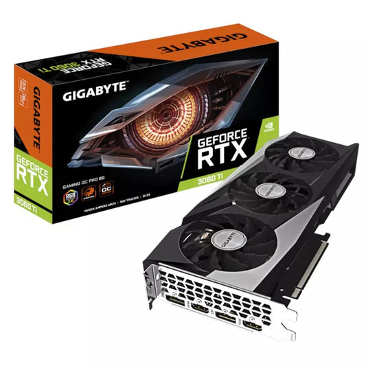 Gigabyte GeForce RTX 3060 Ti GAMING OC PRO 8GB V3 LHR - High-performance graphics card with advanced cooling and ray tracing.