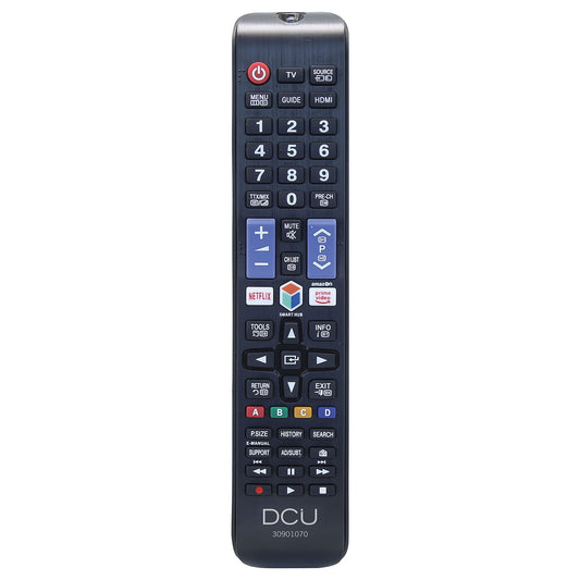 DCU TEHNOLOĢIJAS | Samsung SMART TV tālvadības pults | TV tālvadības pults | Saderīgs ar Samsung SMART TV | Taustiņš Netflix un Prime Video | Melns