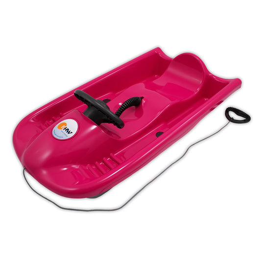 KHW Snow Flyer ragavas, rozā, HDPE plastmasa, vadāmas bērnu ragavas no 6 gadiem, metāla bremze un ergonomisks sēdeklis, TÜV pārbaudīts, Spiel gut zīme, līdz 80 kg
