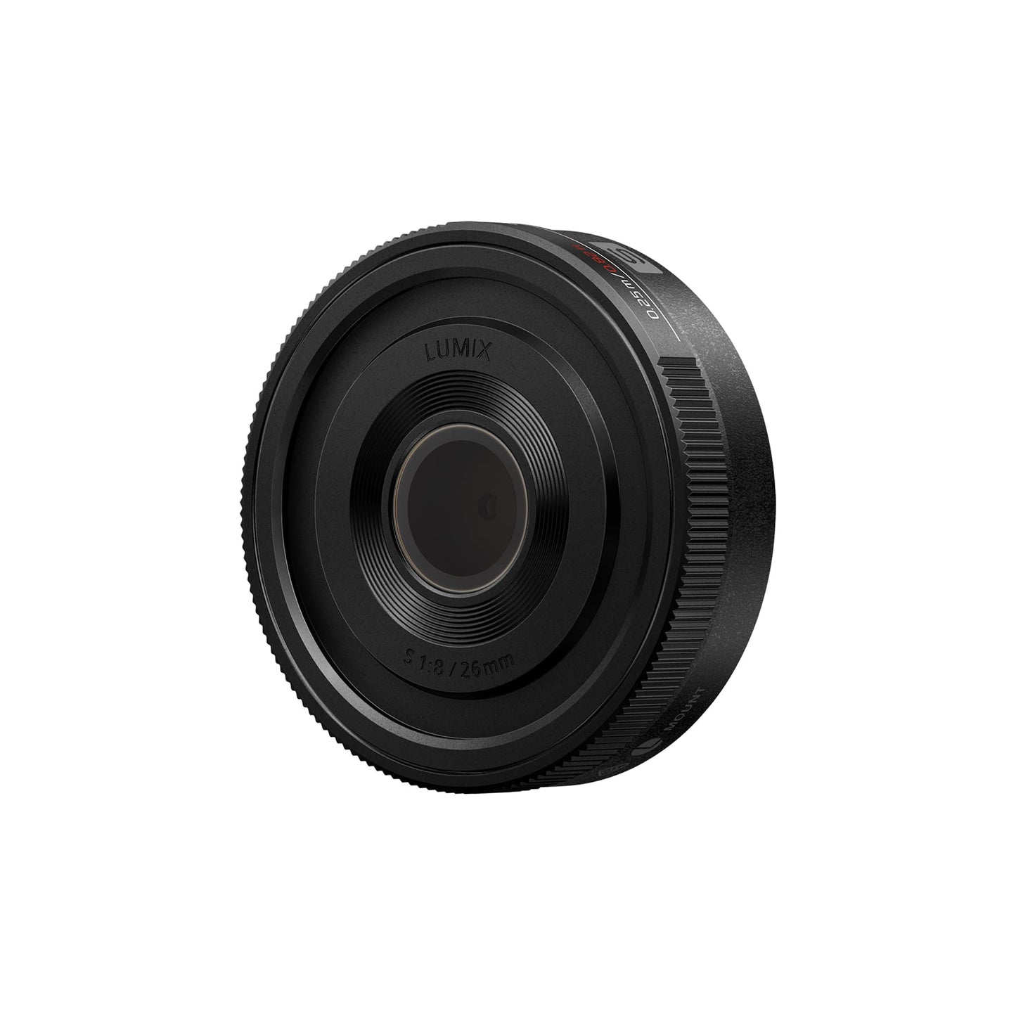 Panasonic Lumix S-R26E 26 mm F8 L-Mount objektīvs, pilna formāta platleņķa kameru objektīvs, fiksētais fokusa attālums, manuālais fokuss, mehāniskais fokusa gredzens, 58 g, melns